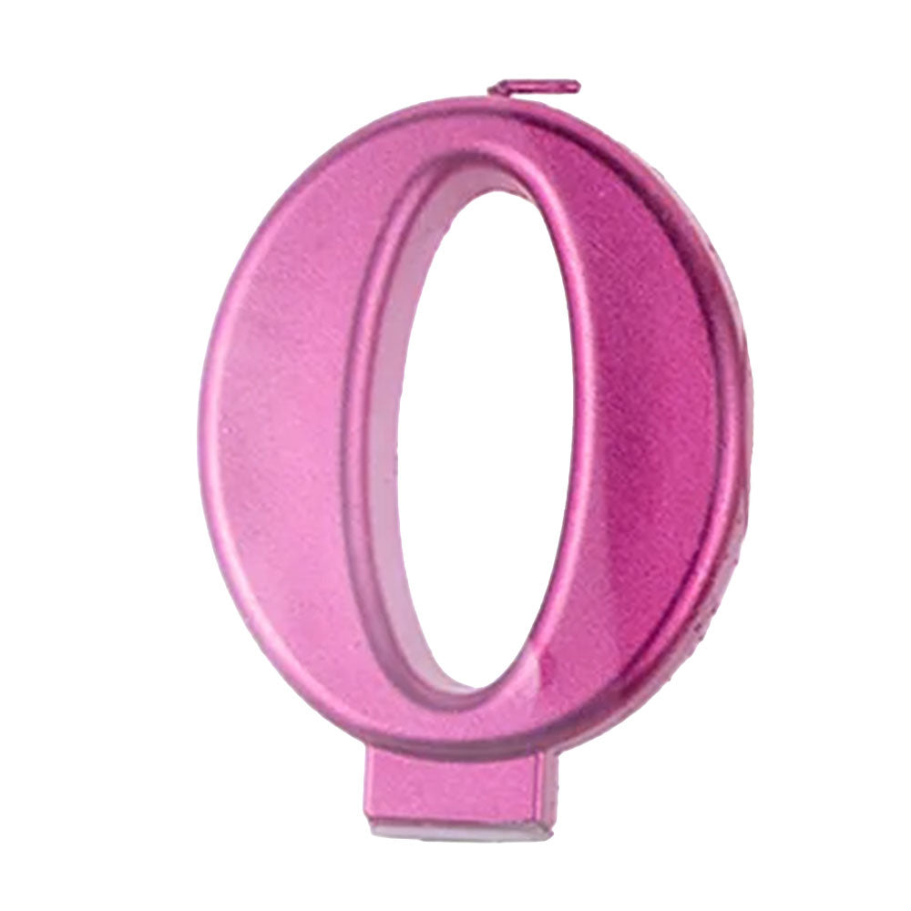 Pink Metallic Number 0 Birthday Candle