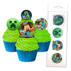 Minecraft Edible Wafer Cupcake Toppers 16pk