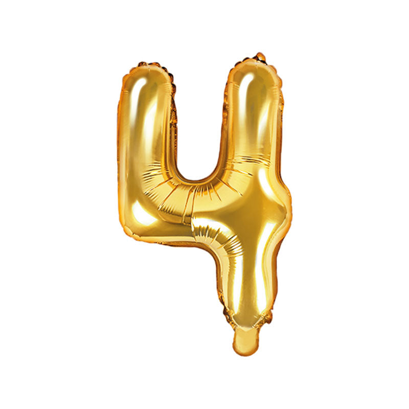 Gold Mini Foil Number Balloon - 4