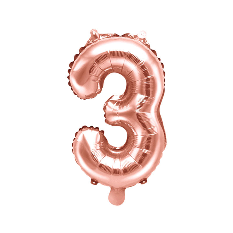 Rose Gold Mini Foil Number Balloon - 3