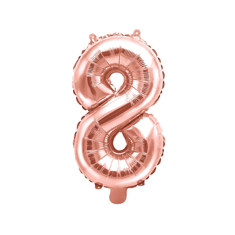 Rose Gold Mini Foil Number Balloon - 8