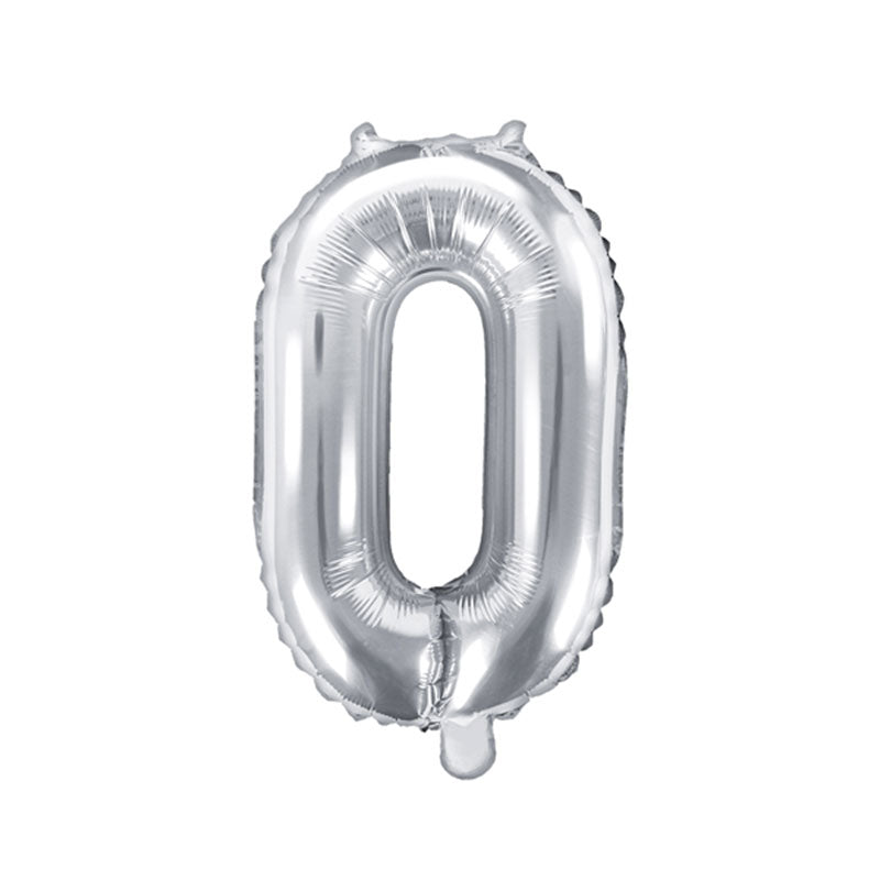 Silver Mini Foil Number Balloon - 0