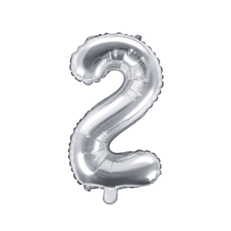 Silver Mini Foil Number Balloon - 2