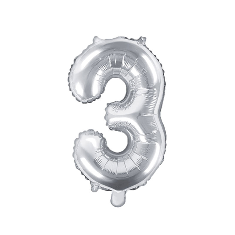 Silver Mini Foil Number Balloon - 3