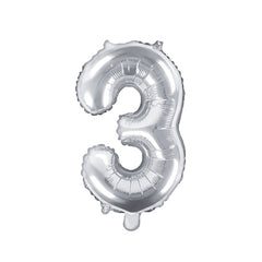 Silver Mini Foil Number Balloon - 3