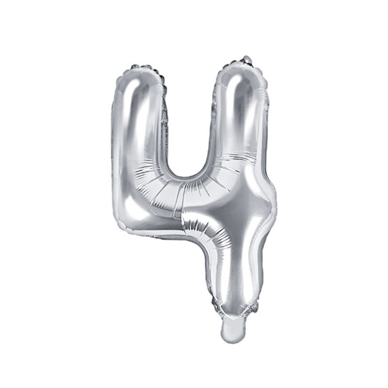 Silver Mini Foil Number Balloon - 4