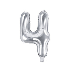 Silver Mini Foil Number Balloon - 4
