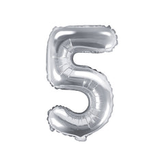 Silver Mini Foil Number Balloon - 5