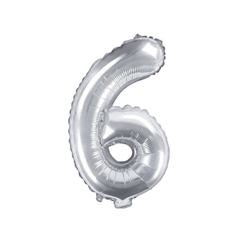 Silver Mini Foil Number Balloon - 6