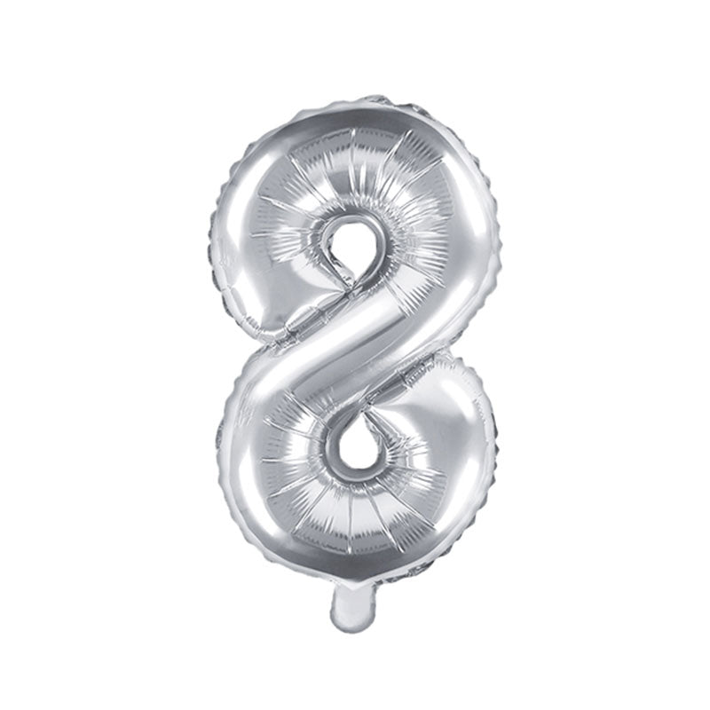 Silver Mini Foil Number Balloon - 8