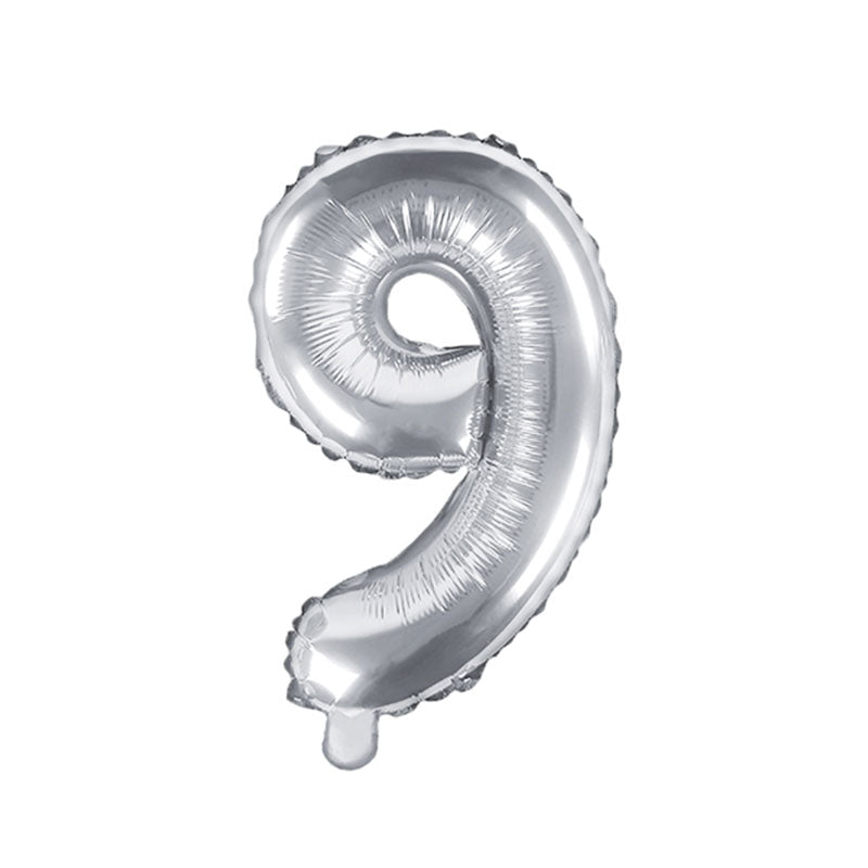 Silver Mini Foil Number Balloon - 9