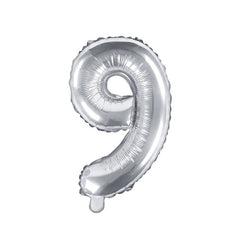 Silver Mini Foil Number Balloon - 9