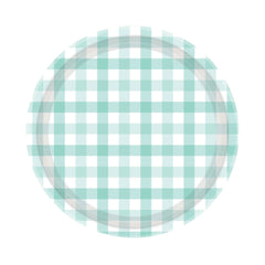 Pastel Mint Gingham Plates 8pk