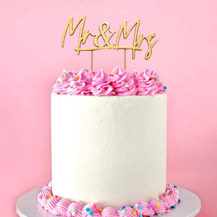 Gold Mr & Mrs Metal Cake Topper