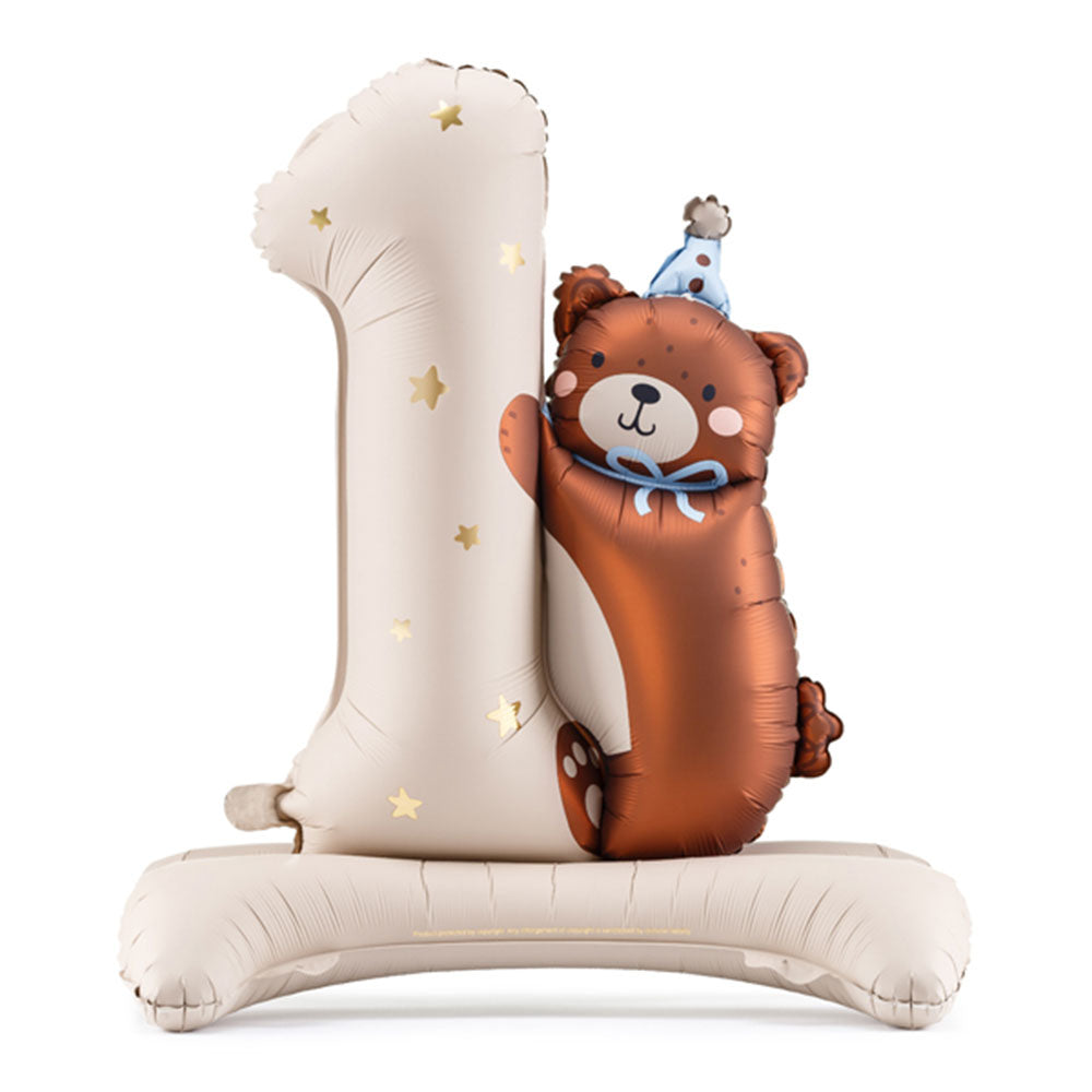 Standing Teddy Bear Number 1 Foil Balloon