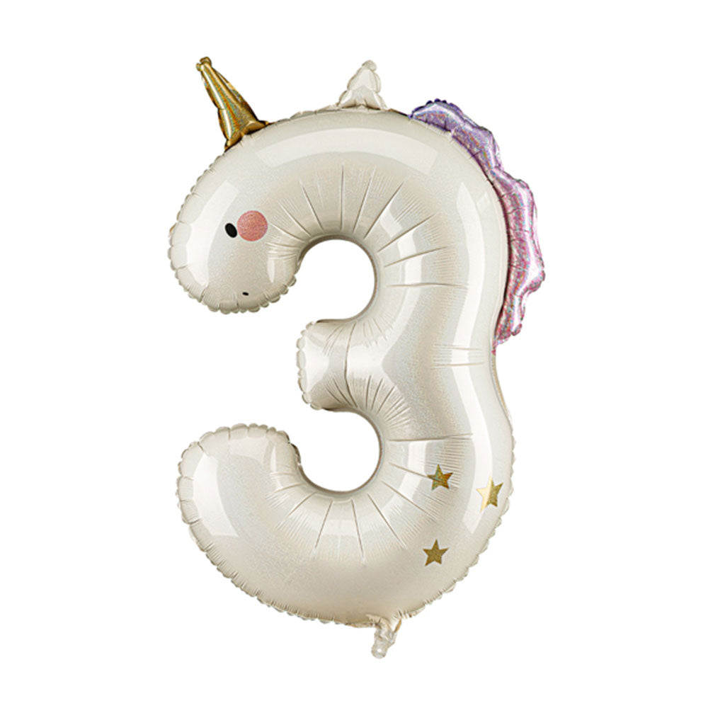 Unicorn Giant Foil Number Balloon - 3