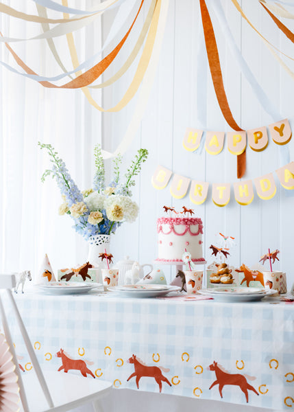Horse Checkered Paper Tablecover