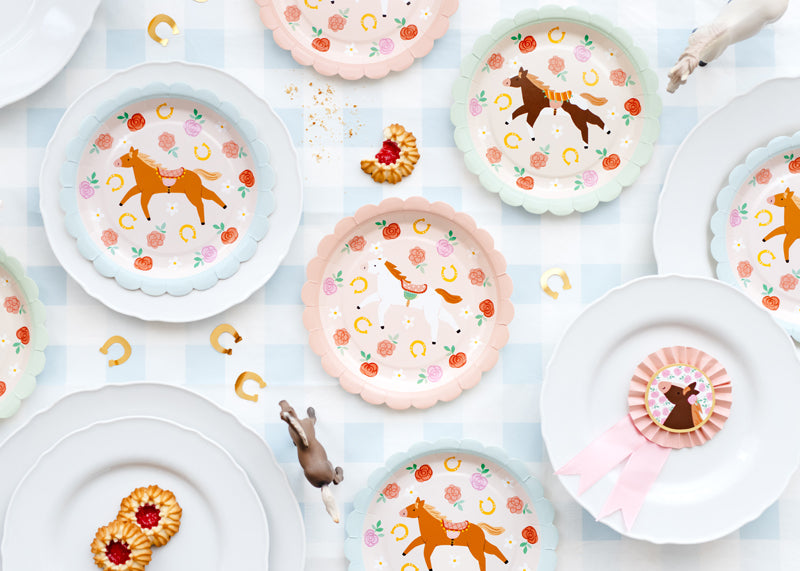 Horse Checkered Paper Tablecover