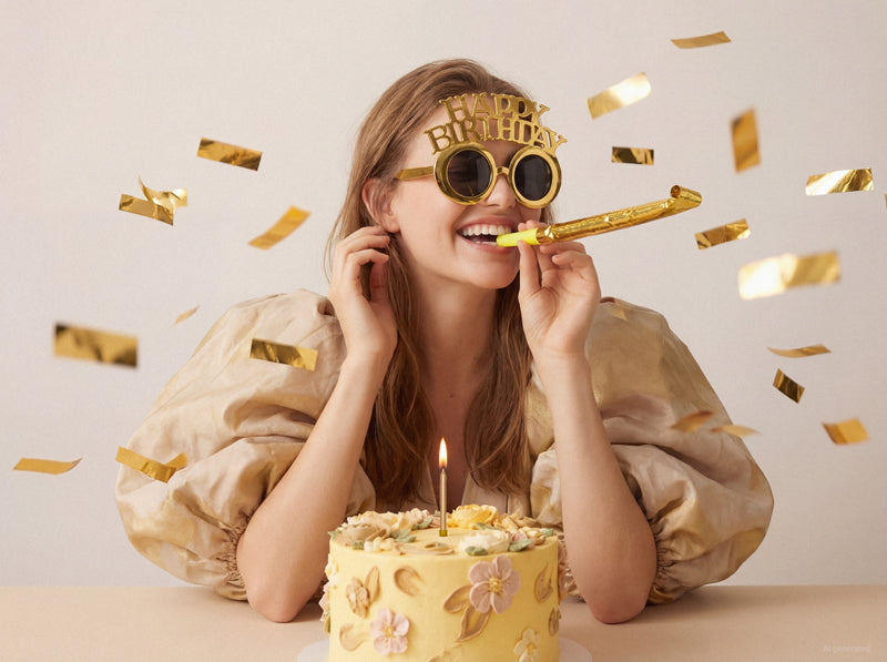 Gold Happy Birthday Party Glasses