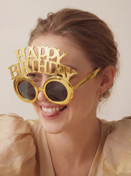 Gold Happy Birthday Party Glasses