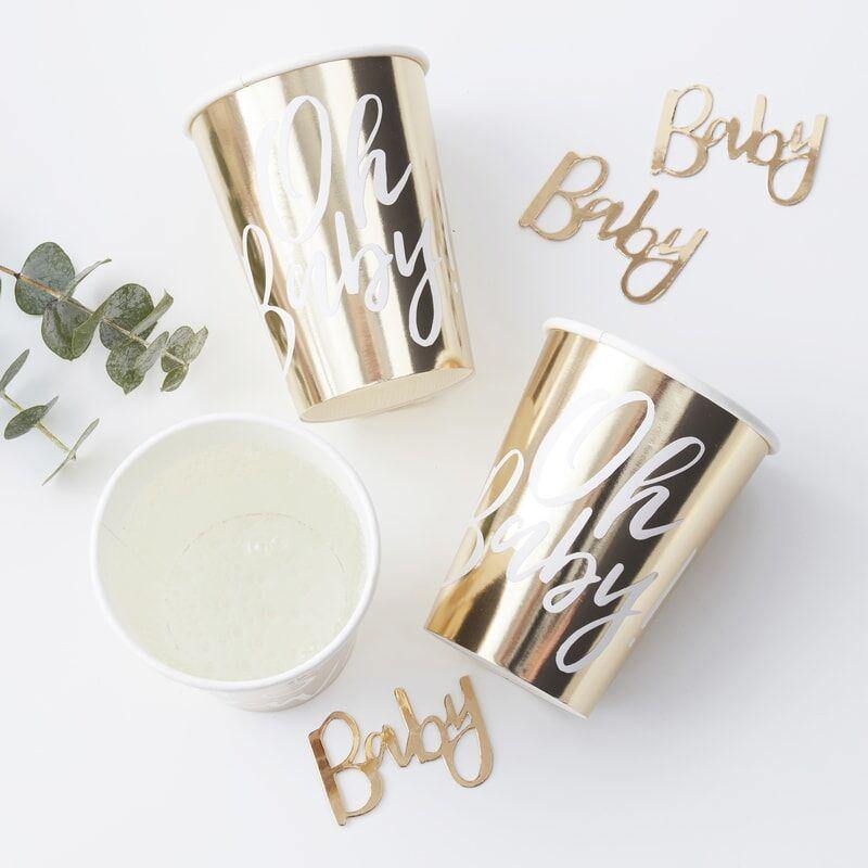 Oh Baby! Gold Paper Cups 8pk