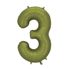 Olive Giant Foil Number Balloon - 3