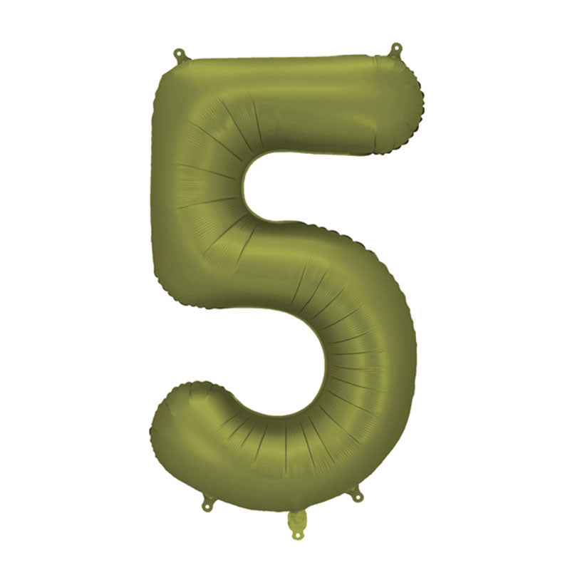 Olive Giant Foil Number Balloon - 5