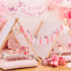 Pamper Party Pink Tassel Garland With Pink Glitter Stars