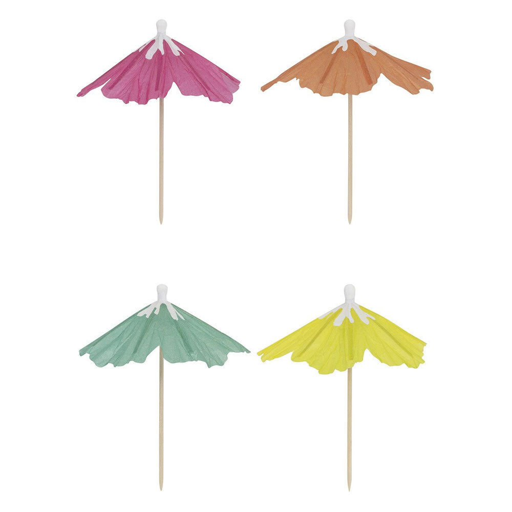 Flower Shaped Parasol Pick Umbrellas 24pk