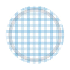 Pastel Blue Gingham Plates 8pk