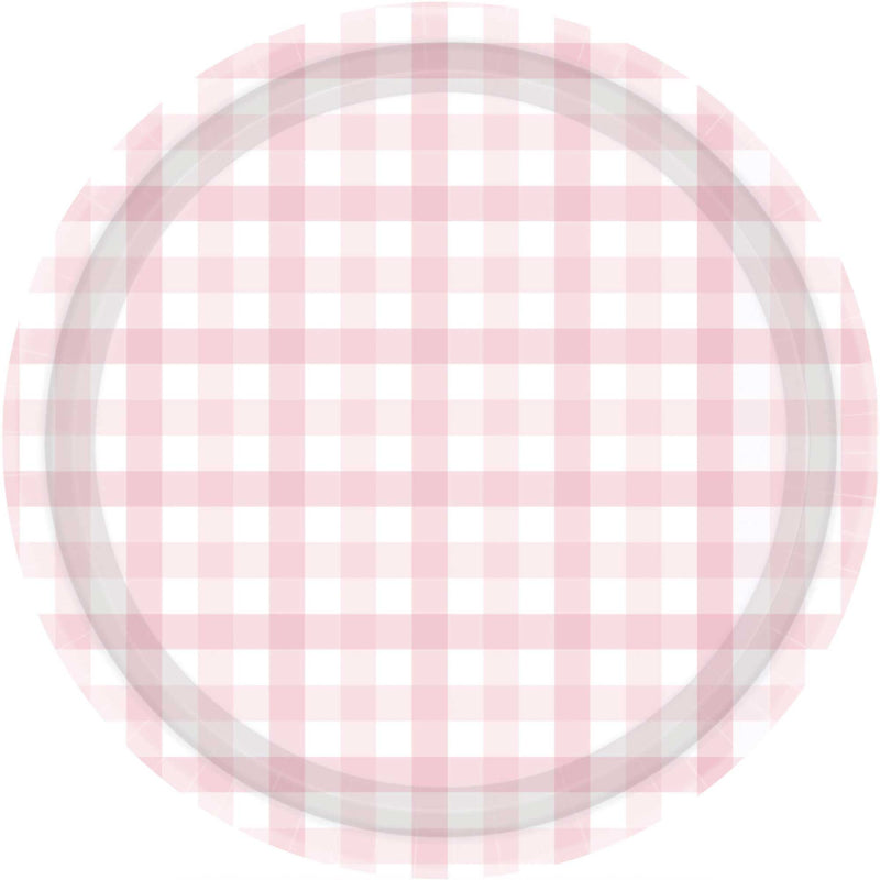 Pastel Pink Gingham Large Plates 8pk