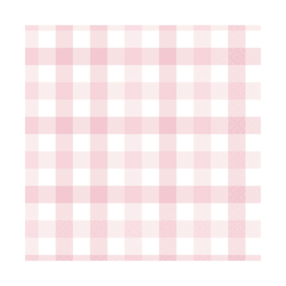Pastel Pink Gingham Napkins 16pk