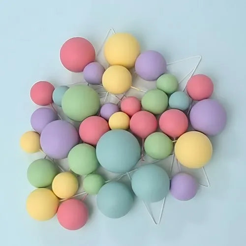 Pastel Rainbow Cake Ball Toppers 32pk