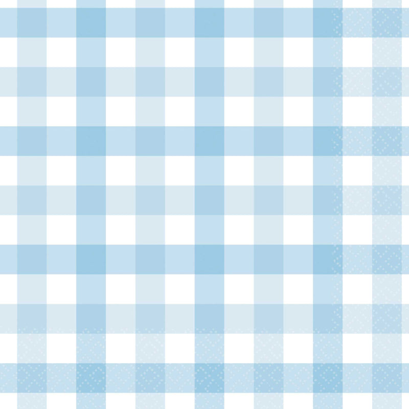 Pastel Blue Gingham Napkins 16pk