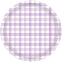 Pastel Purple Gingham Large Plates 8pk