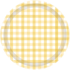 Pastel Yellow Gingham Large Plates 8pk
