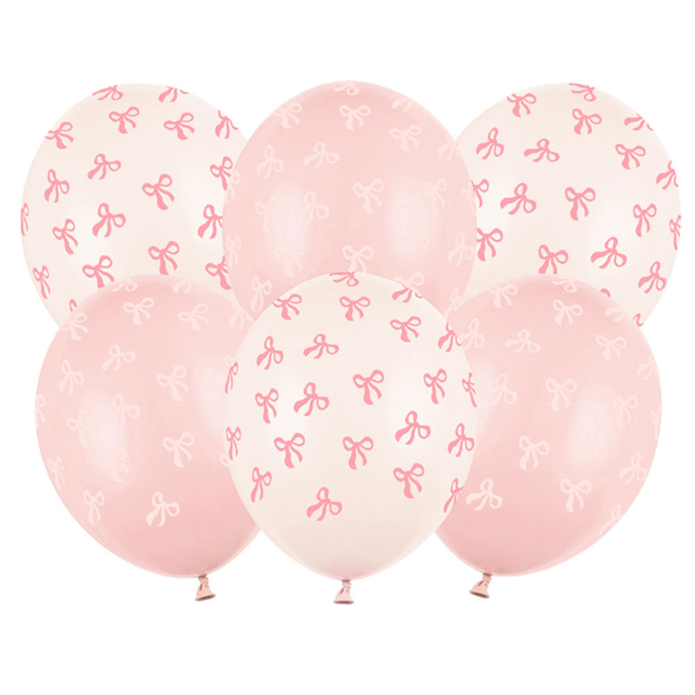 Pink Bow Balloons 6pk