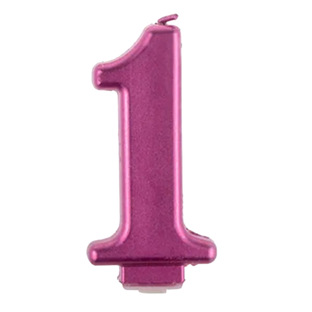 Pink Metallic Number 1 Birthday Candle