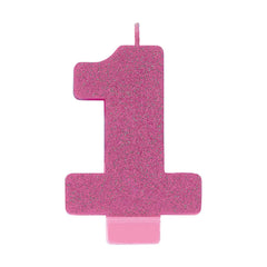 Glitter Pink Candle - Number 1