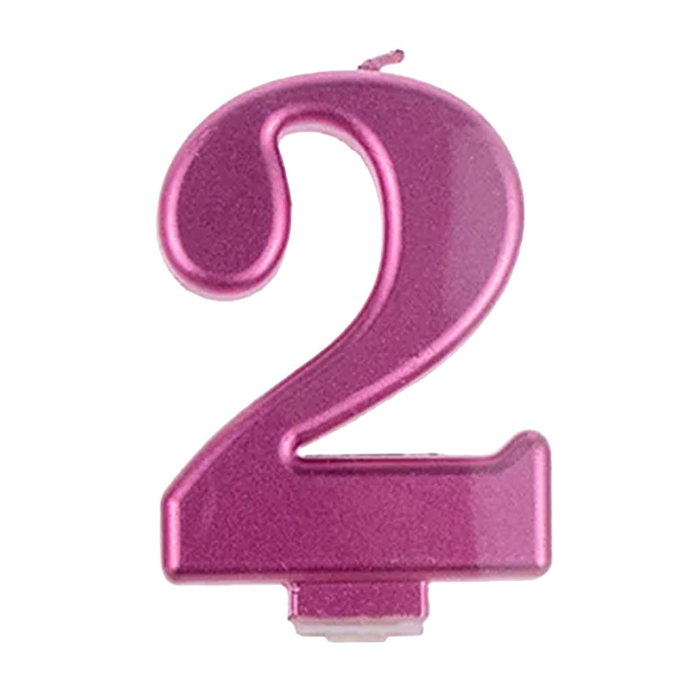 Pink Metallic Number 2 Birthday Candle