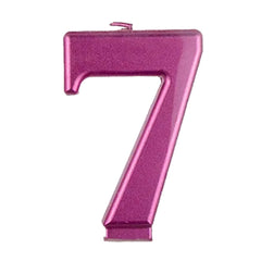 Pink Metallic Number 7 Birthday Candle