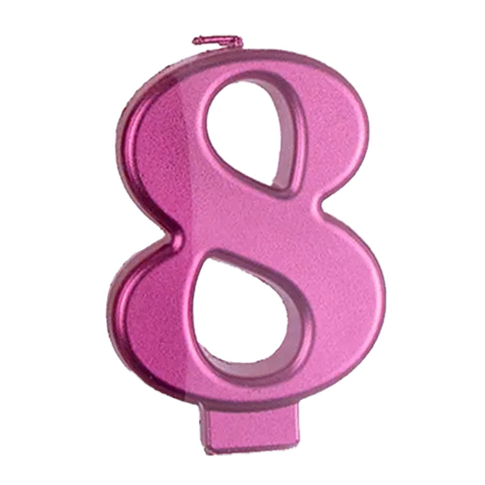 Pink Metallic Number 8 Birthday Candle