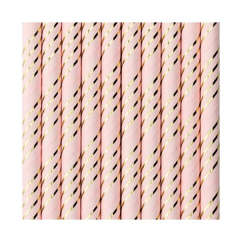 Light Pink & Gold Straws 10pk