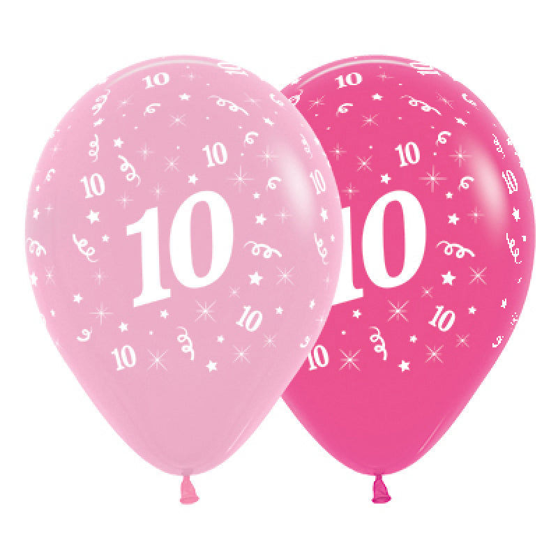 Pink 10th Birthday Balloons 6pk