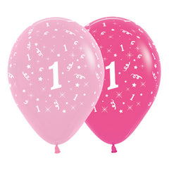 Pink 1st Birthday Balloons 6pk