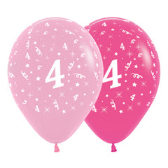 Pink 4th Birthday Balloons 6pk