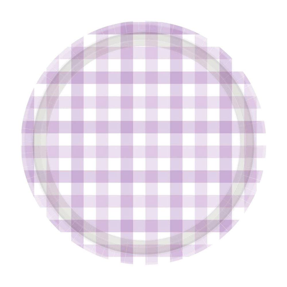 Pastel Purple Gingham Plates 8pk