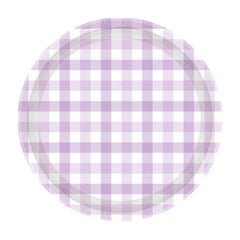 Pastel Purple Gingham Plates 8pk
