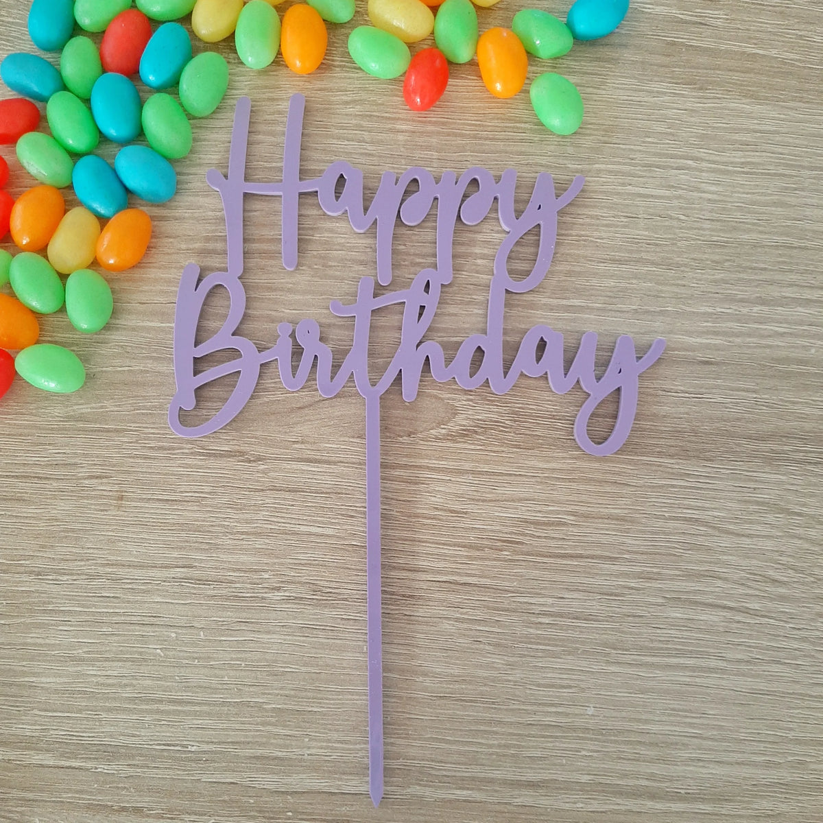 Purple Happy Birthday Acrylic Cake Topper