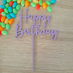 Purple Happy Birthday Acrylic Cake Topper